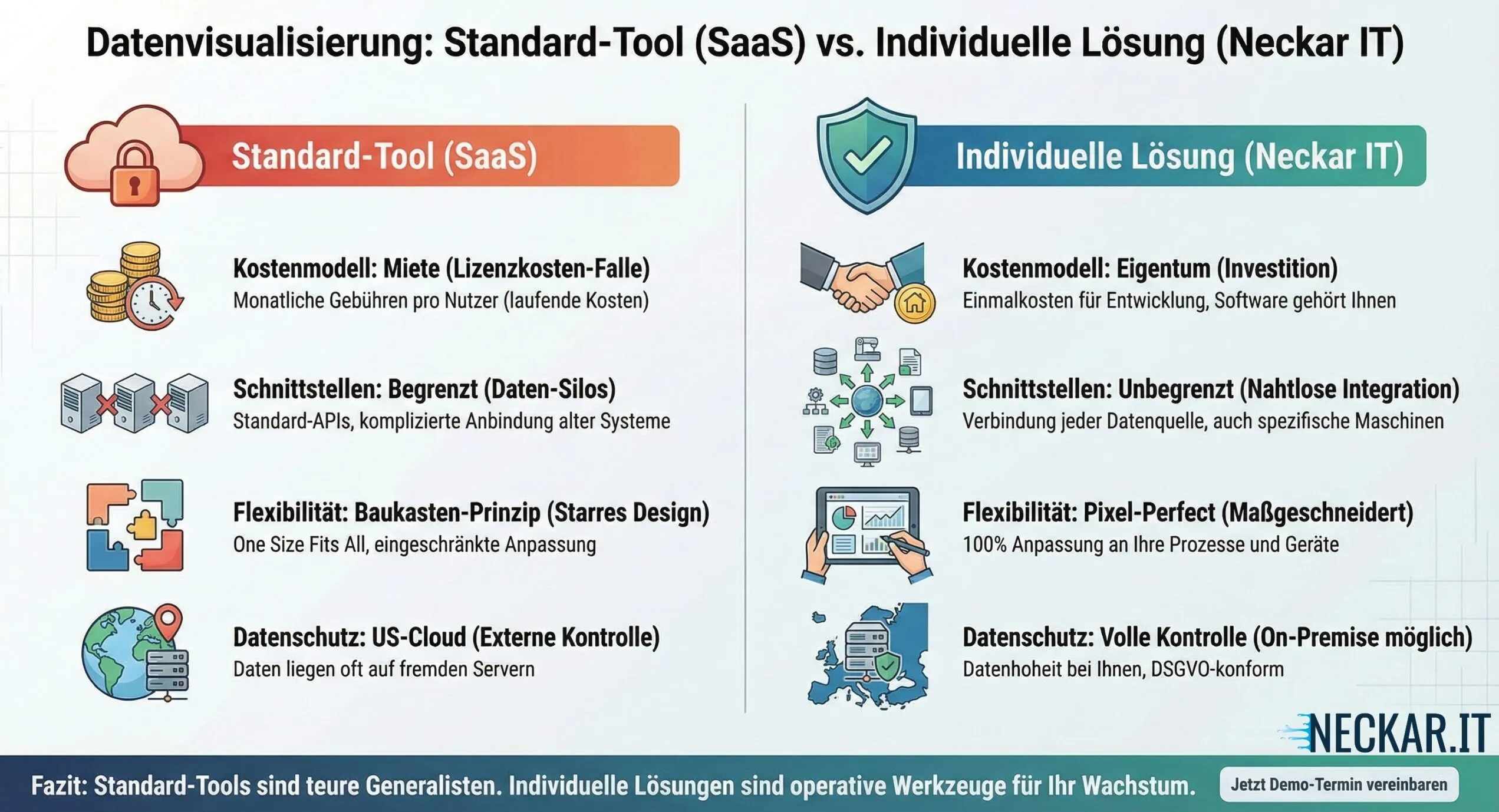 Datenvisualisierung Individualsoftware vs SaaS