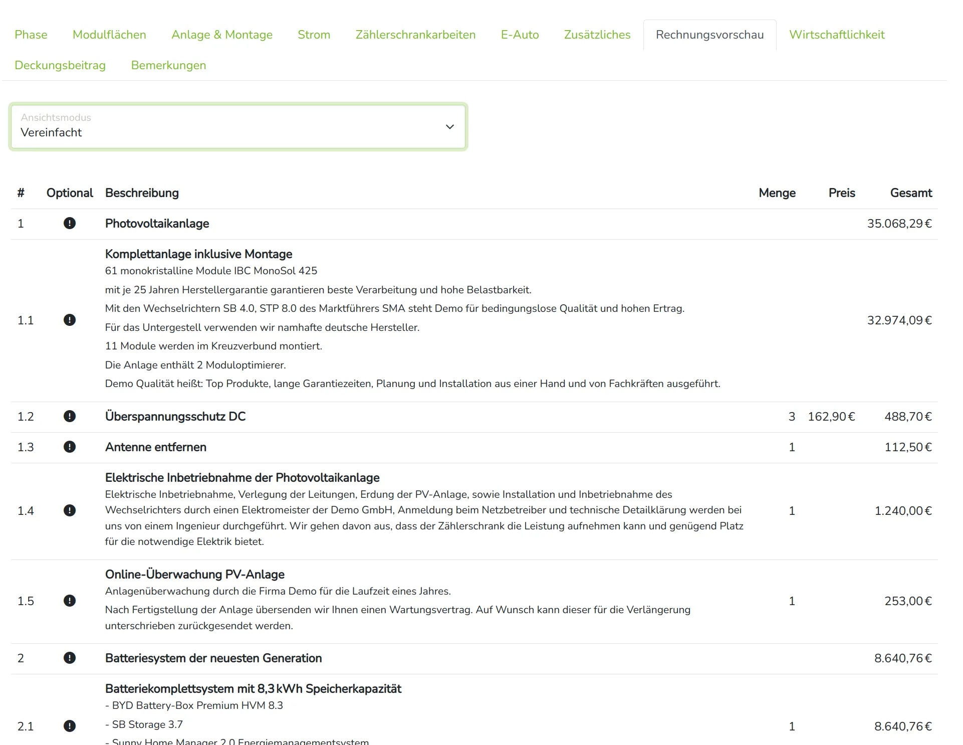 PV-Planner Anwendung — Ansicht 7